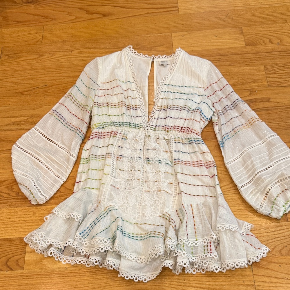 HEMANT & NANDITA White Lace Detail Top